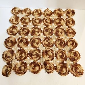 Doily Handmade Cotton Thread Square Brown & Cream